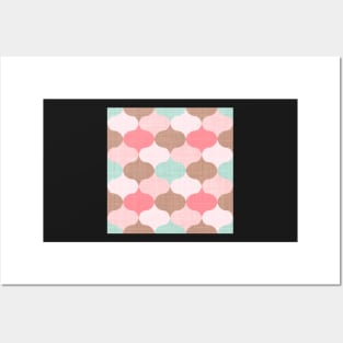 Retro Ogee Pattern in Blush and Mint Posters and Art